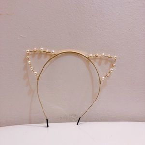 Faux Pearl Kitty Ears Headband
